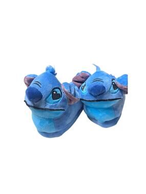 Disney Stitch Plush Slippers Size 9/10 Blue Soft Indoor Shoes New